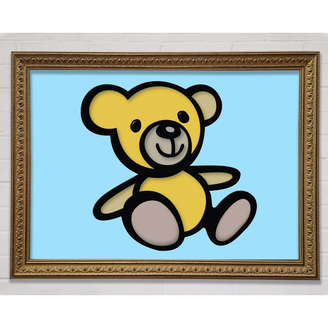 Teddybär Cartoon Baby Blau Gerahmter Druck