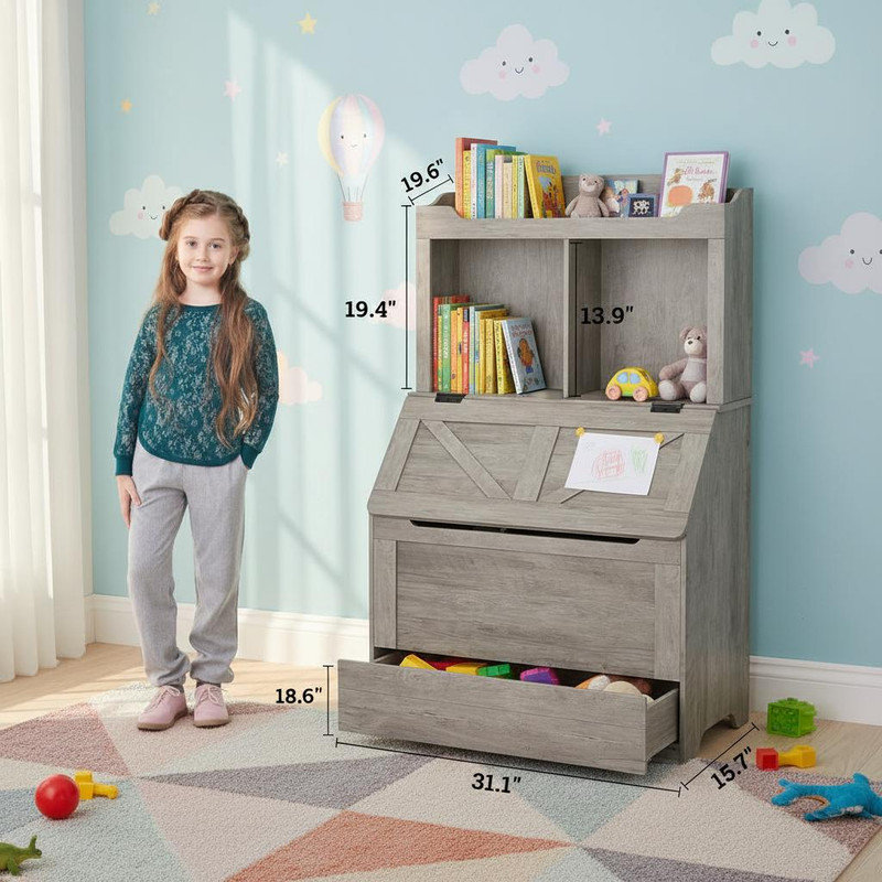 121.4cm H x 79cm W Toy Storage Bookcase, Grey