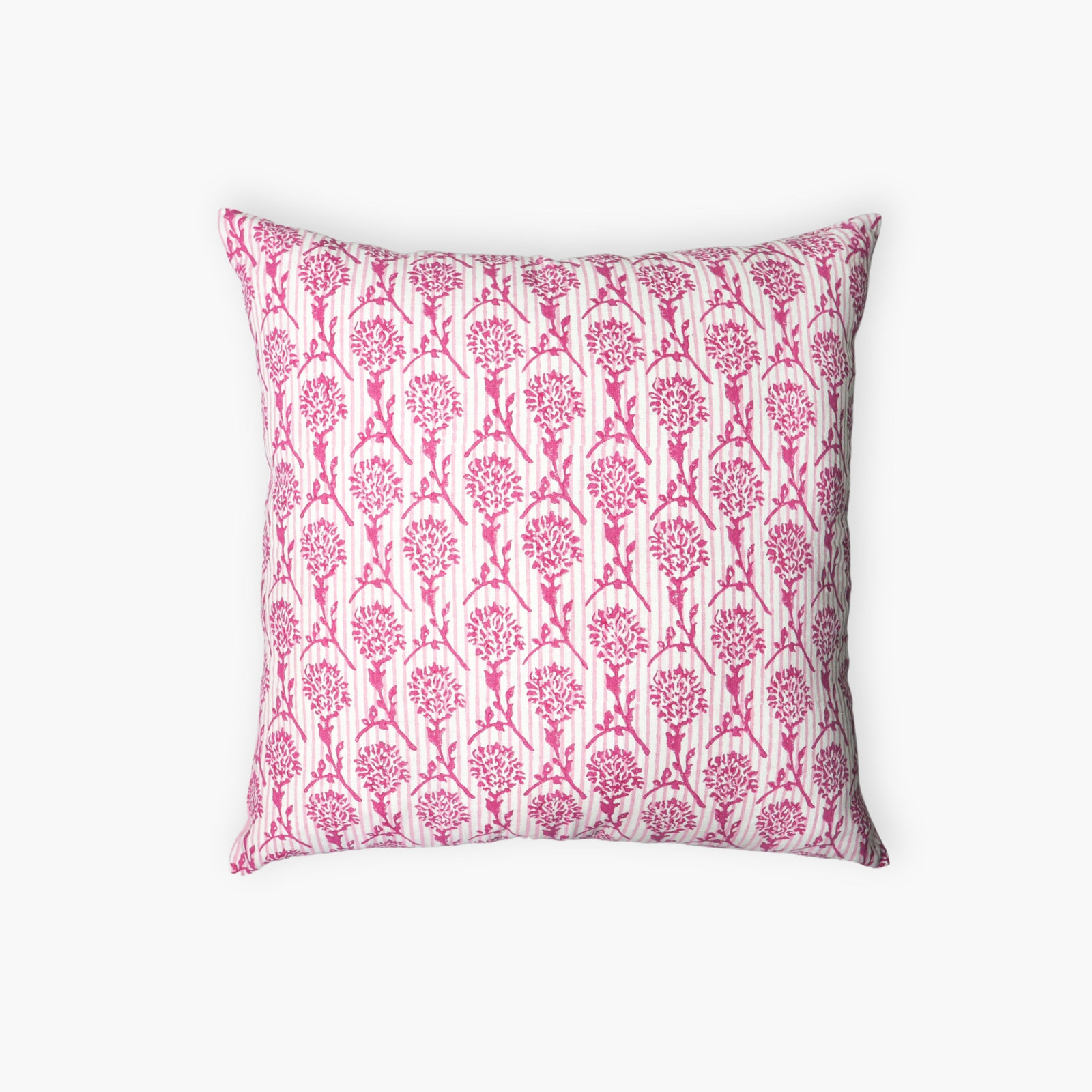 Linen Pillow Cover, Square 20", Pink/White Floral