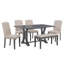 Ensemble de table de salle à manger, table rectangulaire à tréteaux et banc rembourré-367889318-367889316