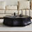 39.4" Modern Black Woodgrain Cloud Shaped Coffee Table Living Room
