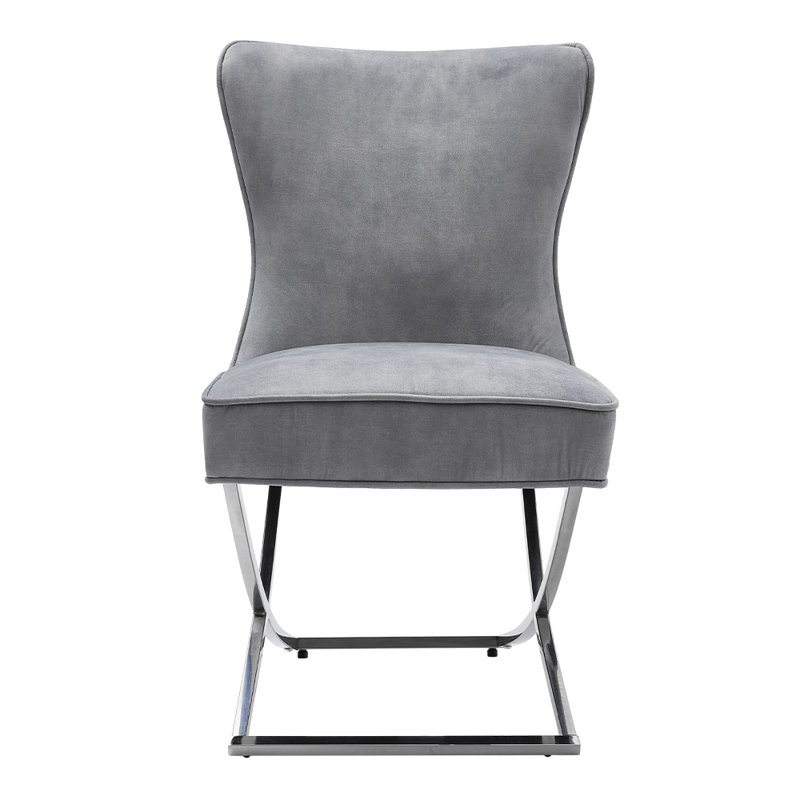 Geneva Upholstered Dining Chairs with Metal Base, Grey