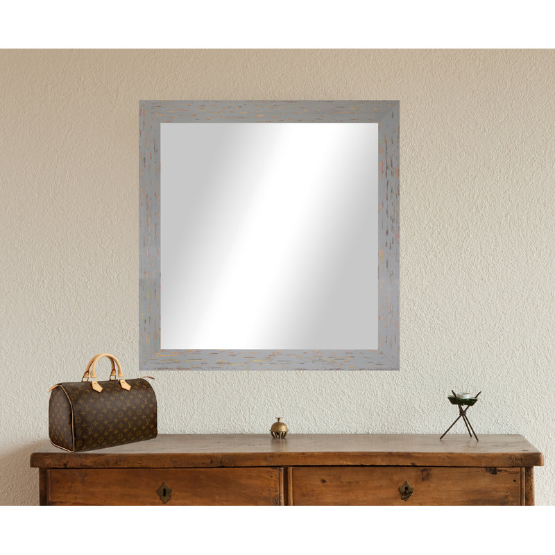 Miroir de salle de bain Hensel, 29 po x 29 po, Gris / rouge