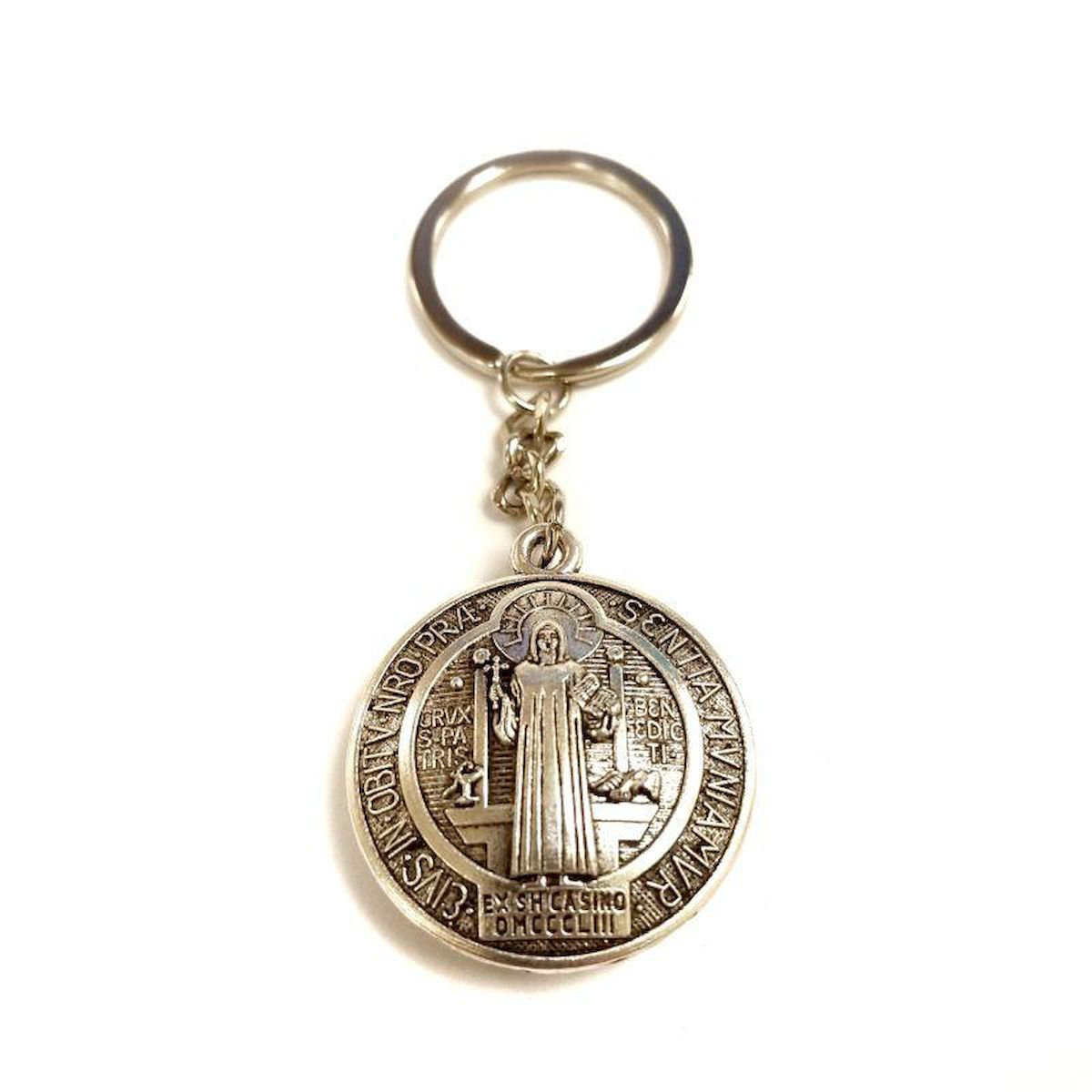 Darby Home Co Adamantia Gold Round Saint Benedict Key Chain | Wayfair