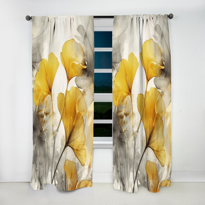 Palmier Tropical Ginkgo Artwork III - Rideau palmiers - Velours obscurcissant - 1 panneau