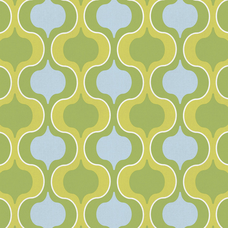 Papier peint géométrique, Bleu clair / vert lime