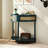 Wooden console Table with Sliding Rattan Door and buttom shelf-1634353687