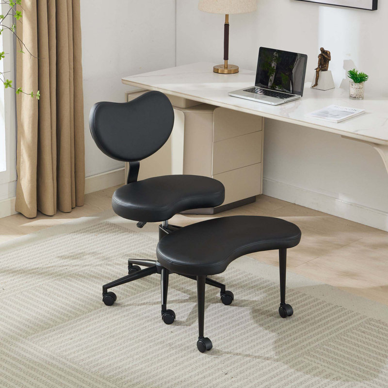Fauteuil de méditation moderne plus avec pattes croisées, roues et tabouret réglable
