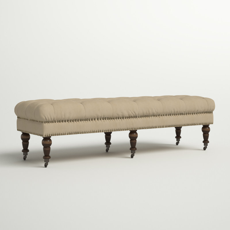 Athylene Linen Upholstered Bench, 17.75” H x 50” W x 19.63” D, Taupe