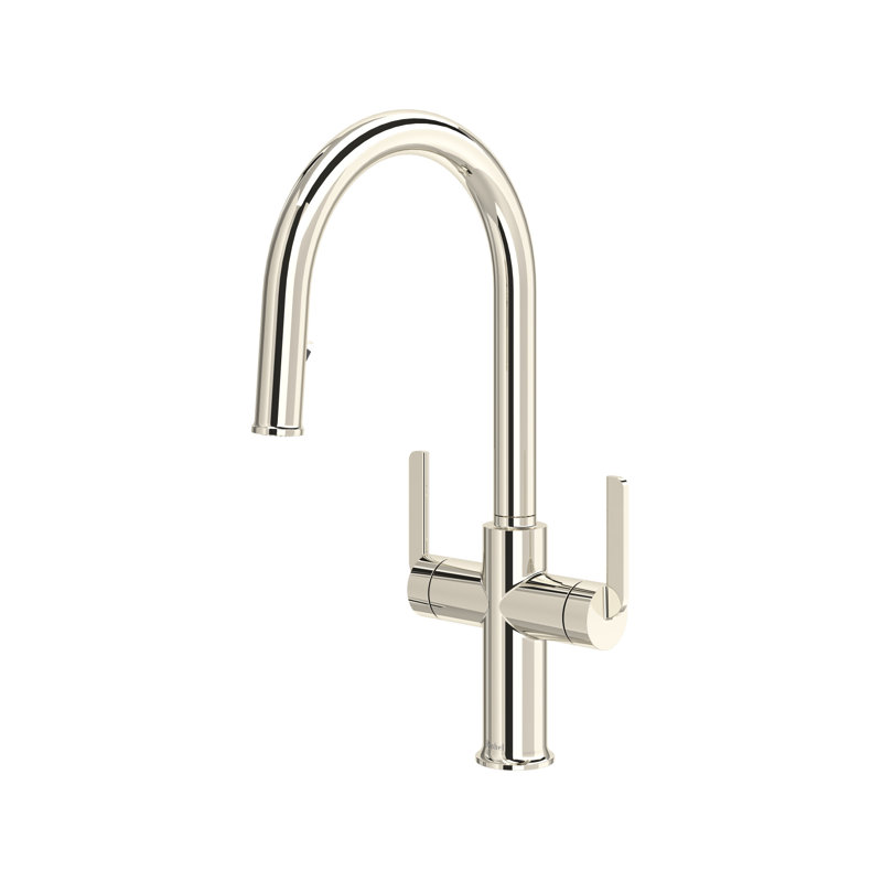 Authentica Pull-Down Kitchen Faucet With U-Spout, Polished Nickel