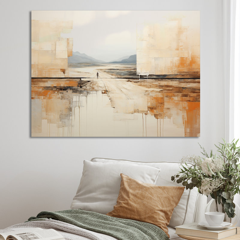 «Abstract Abstract Beige Brown Road Collage I», reproduction sur toile, Toile tendue, H 12 po x l 20 po