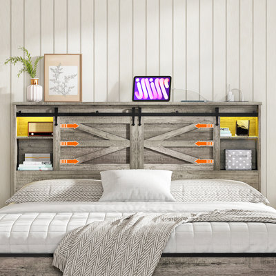 Naveena 43.3"H Headboard with Charging Station and LED Light