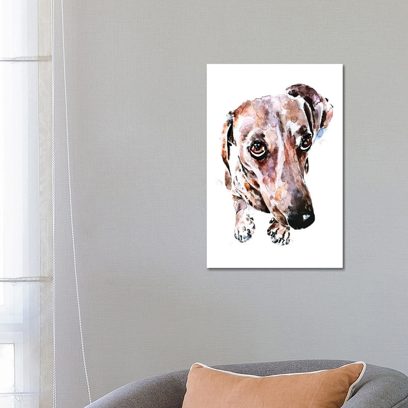 Teckel soulful Eyes par Edwatercolours-impression, H 26 po x l 18 po x 1,5 po, Toile tendue, Pas de tapis