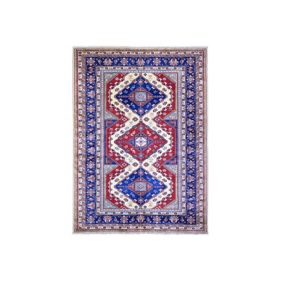 6'9" x 9'4" New Hand Knotted Ivory Wool Rectangle Oriental Rug - MOA10274922