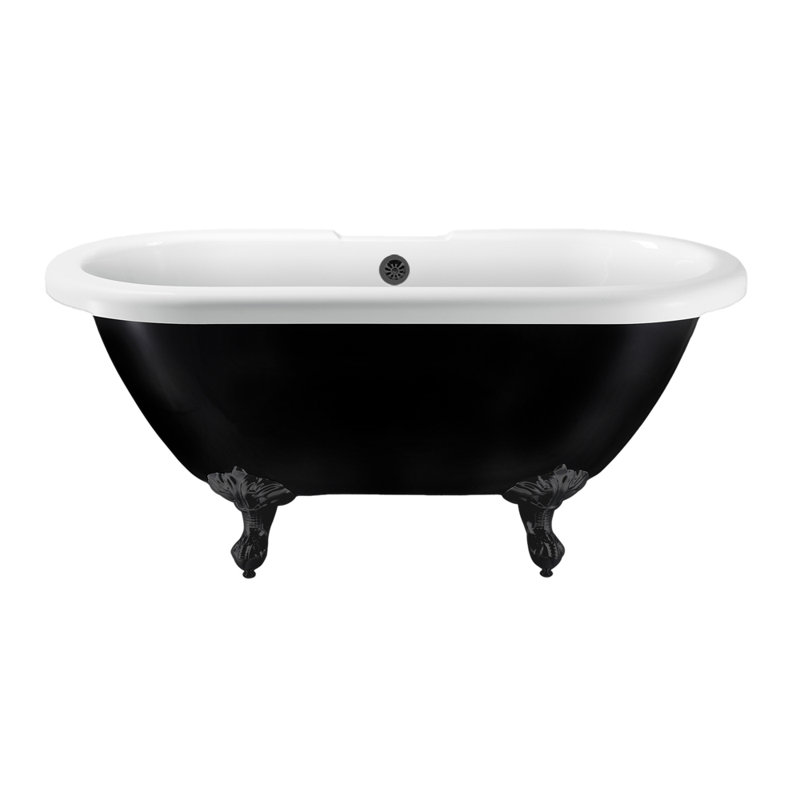 Baignoire de trempage sur pieds 59 po., Noir mat, Noir mat