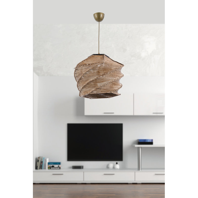 Elegant Scandinavian Chandelier, Solid Camel Color, 25.6 x 25.6 x 10.2 inches | Wooden Body with Imitation Bamboo Cap | CE Certified, E27 Socket, Max 40W | Perfect for Modern Living Rooms & Dining Areas