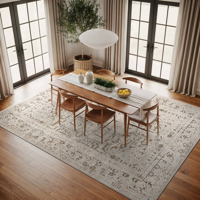 Tapis texturé beige texturé, Rectangle 7 pi 10 po x 10 pi