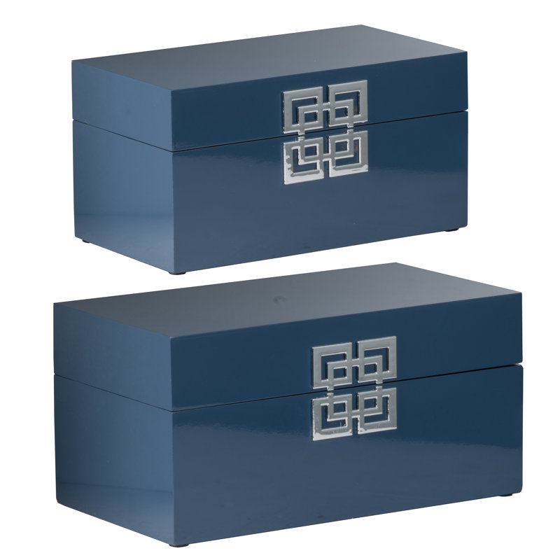 Nadine 2 Piece Handmade Decorative Trunk Set, Blue