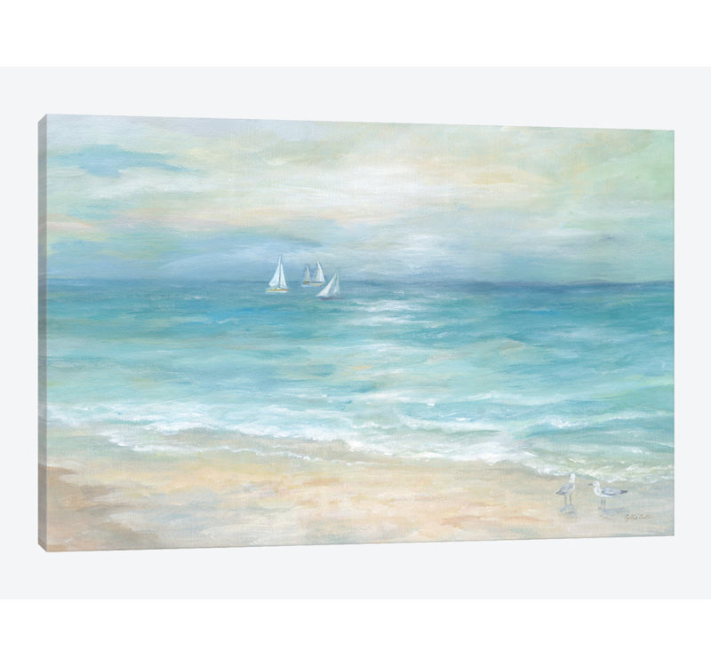 «Island Beach Landscape», reproduction sur toile, H 12 po x l 18 po x P 1,5 po, Pas de tapis, Toile tendue