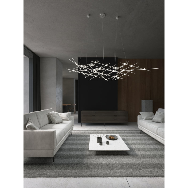 Constellation 25 - Light LED Chandelier, Clear, Satin Nickel, 2700K
