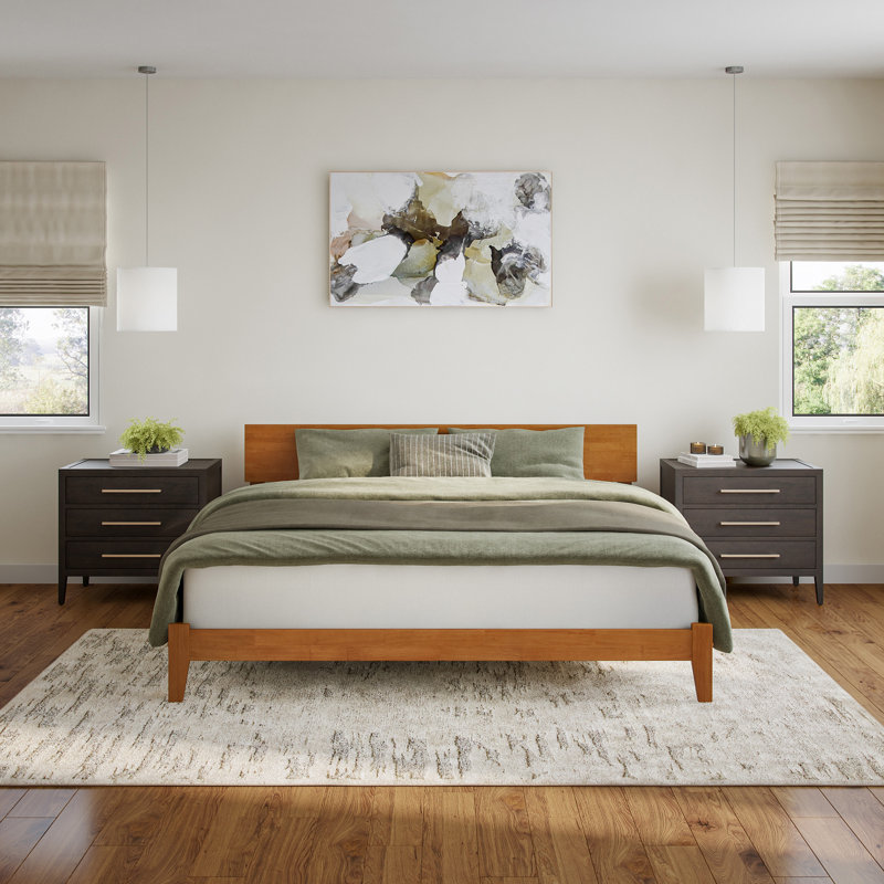 Lit plateforme en bois massif Orlando, Très grand, Light Toffee