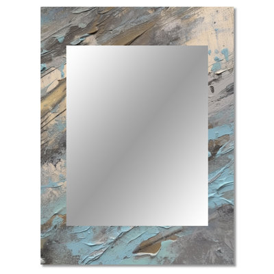 Beige Blue Marbled Artistry I - Geometric Decorative Mirror, Modern Wall Mirror, Printed Metal Art