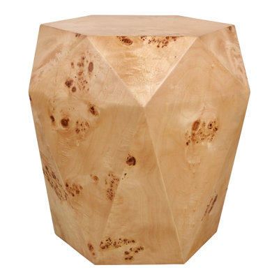 Malva Burl Wood Geometric Side Table