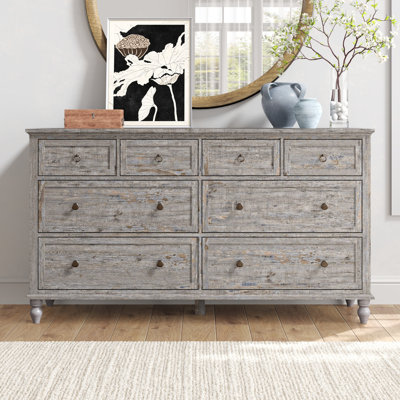 Charlton Home 8 Drawer Dresser For Bedroom, 65in Large Long Drawer Dresser  with Deep Drawers, Rustic Wood Wide Chest of Drawers with Large Capacity,  Storage Dressers for Bedroom, Living Room, Hallway &