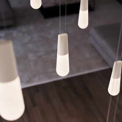 Suspender® Parallels - Luminaires en forme de goutte d'eau gravés à hauteur réglable