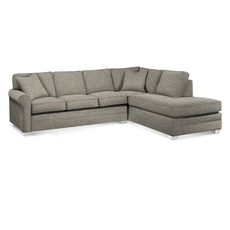 Bedford Upholstered Sectional, Frost White Finish, Right Hand Facing, Basic Grey; 0317-83