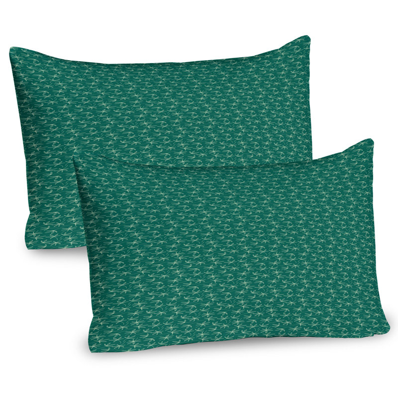 Forest Green Botanical Design Microfiber Pillow Shams 2-Pack