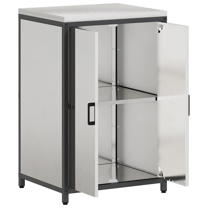  Kitchen Storage Cabinet With Shelf Silver Stainless Steel