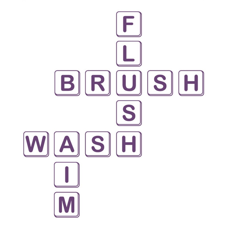 Décalcomanie murale pour salle de bain scrabble, Violet, H 24 po x l 21 po x P 0,01 po