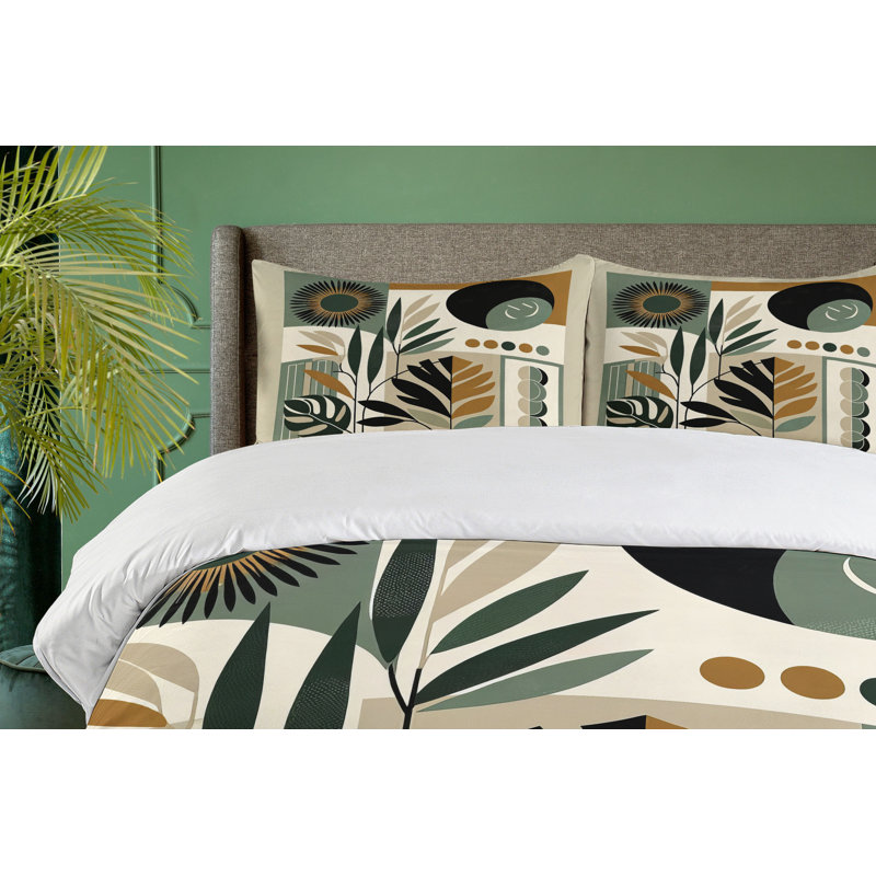Monstera Duvet Cover, California King Duvet Cover + 2 Standard Shams