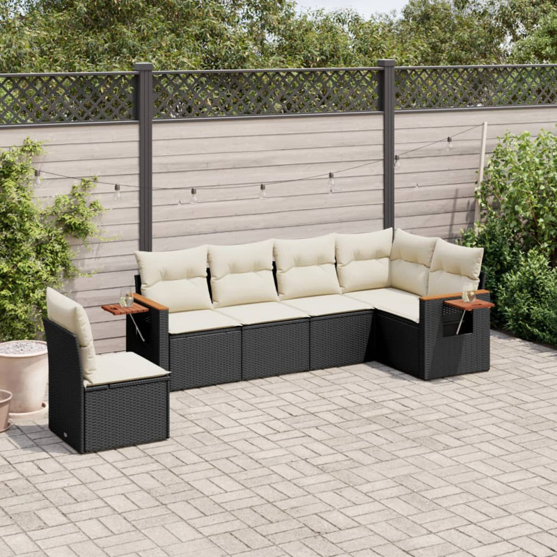Vidaxl Garden Sofa Set Black, Cream White