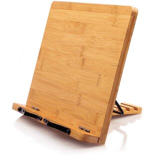 Rustic Brown Wood Two-Tone Cookbook Stand + Tablet Holder with Kicksta –  MyGift