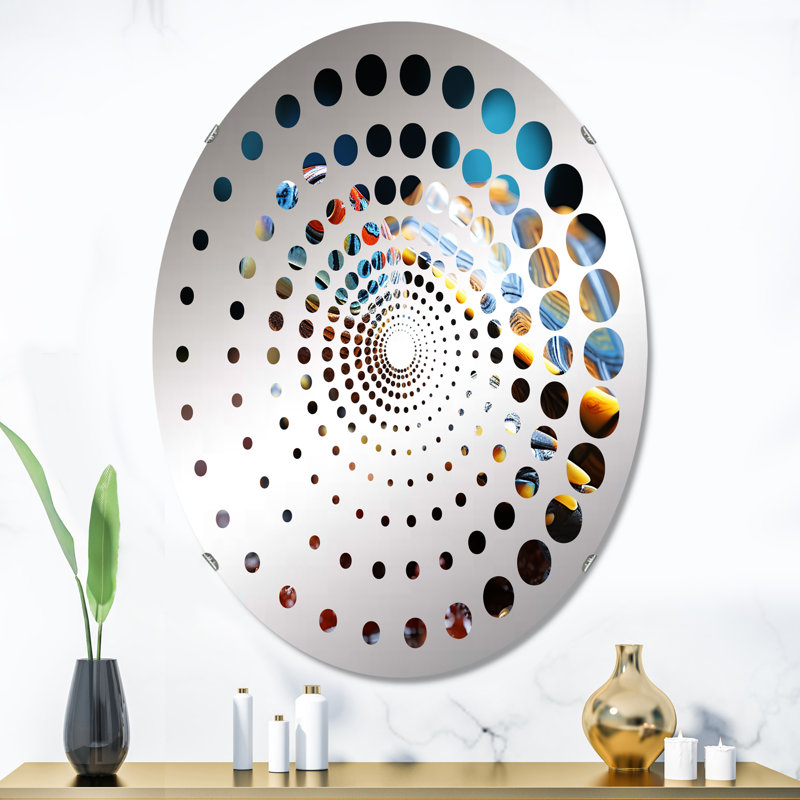 Abstrait Harmony I - Miroir décoratif spiralé à pois | Ovale, 35,4 po x 23,6 po