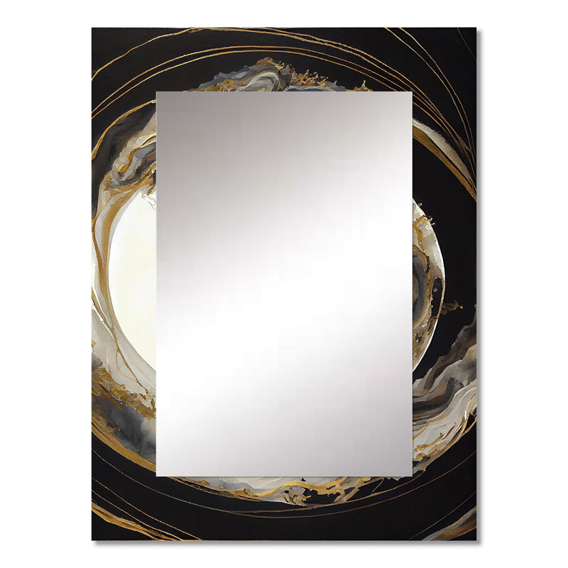 Gold Glamour Wave I - Marble Unique Wall Mirror, Modern Mirror, Printed Metal Art, 32" x 24"