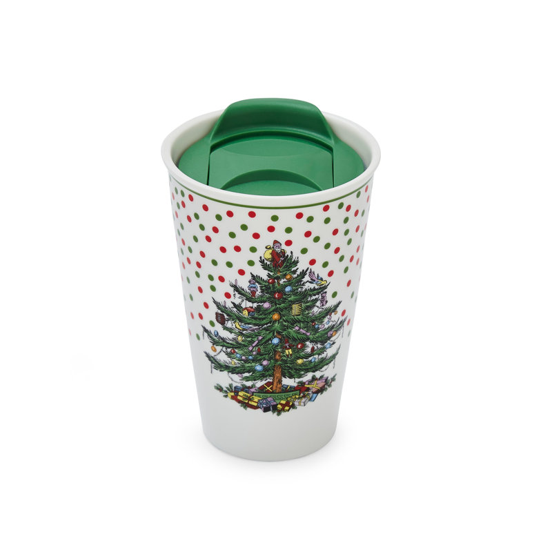 Spode Christmas Tree Polka Dot Travel Mug 8Oz