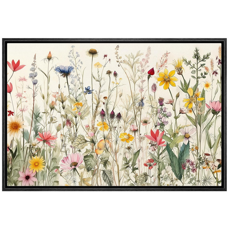 «Wildflowers Prints Minimalist» sur, H 24 po x l 36 po, Cadre noir
