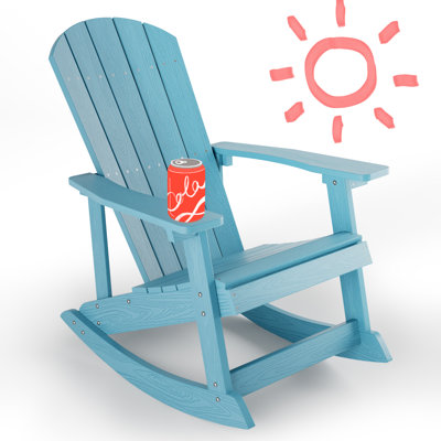 Chaise berçante d'extérieur, chaise berçante Adirondack, chaise berçante de patio à dossier large, chaise berçante surdimensionnée ressemblant à du vrai bois, pour pelouse, porche, cour, intérieur et jardin