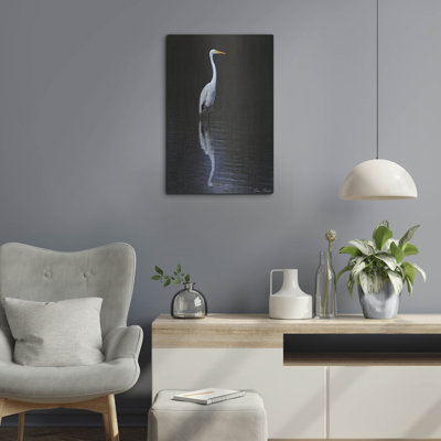  «Elegant Egret 2» par David Drost, art mural en métal, 16 po x 24 po