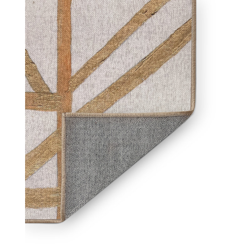 Evalynn Abstract Machine Woven Chenille/Polyester Area Rug in Gold, Rectangle 2' x 4'