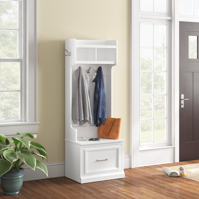 Arulappu Hall Tree 24.5'' Wide with Bench, White Ash