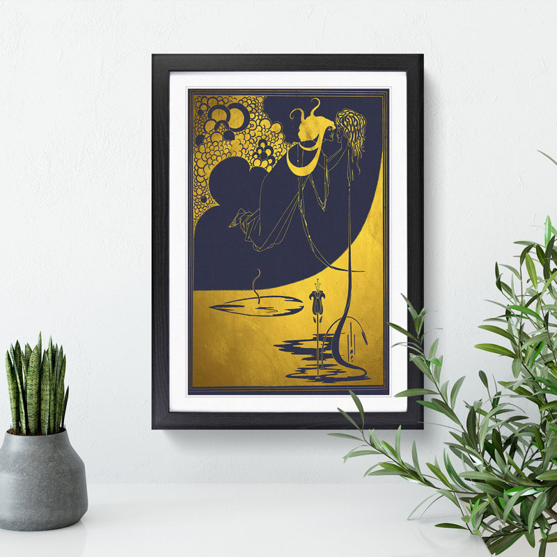 The Climax in Gold by Aubrey Beardsley - Picture Frame Graphic Art, 90cm H x 65cm W x 2cm D, Black Framed