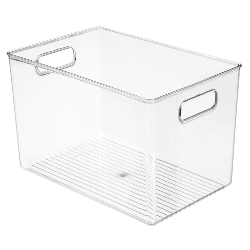 iDesign Linus BPA-Free Plastic Deep Kitchen Storage Bin with Handles - 12" x 8" x 7.75", Clear