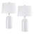 25.5in White Ribbed Ceramic Table Lamp with White Shades