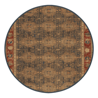 Tapis art déco brun lavable à la machine