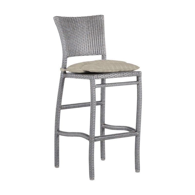 Tabouret de bar extérieur en résine tressée 30 po Skye, Huître, Pas de soudure, Chevron sable