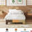 Wooden Bed Frame for Mattress, Farmhouse Platform Bed with Reinforced Slats & Center Support, No Box Spring Needed-1417589217